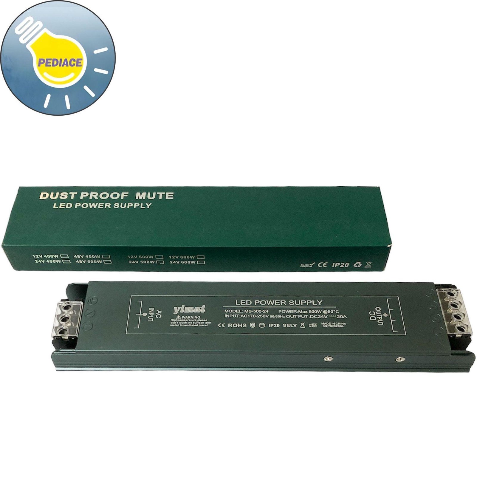 LED Power Supply Yimai MS-500-24 Switching Led 24V 500W 20A Dust Proof