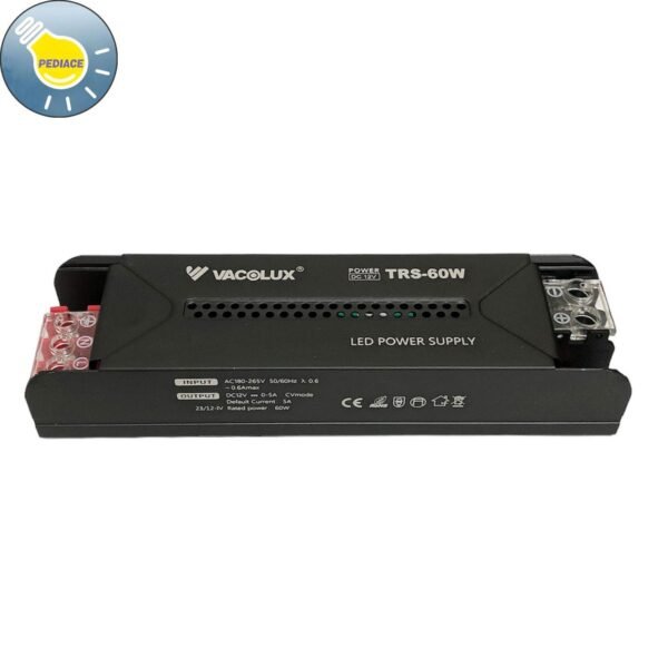 LED Power Supply VACOLUX TRS-60W DC 12V 5A Ballast Trafo Adaptor - Image 2