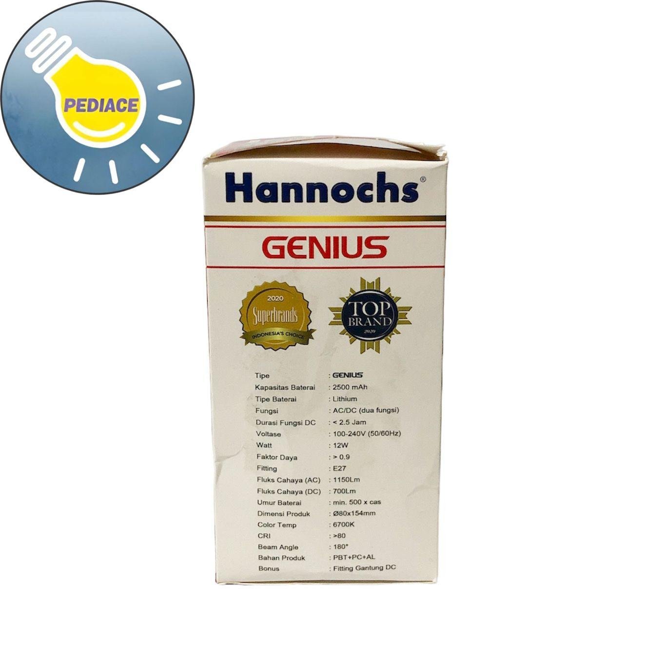 Lampu LED Emergency Hannochs Genius 12W E27 Cahaya Putih SNI - Image 5