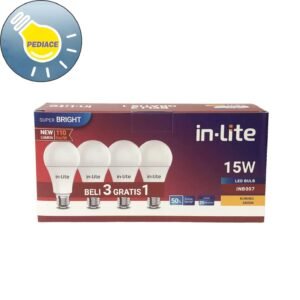 Lampu Bohlam LED INLITE INB007 15 Watt 1650lm Kuning 3000K 3 Gratis 1