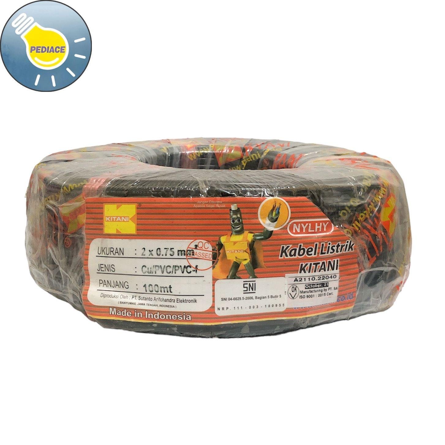 Kabel Listrik 2x0.75 Flexible Serabut NYLHYO HITAM KITANI SNI 100Meter - Image 2