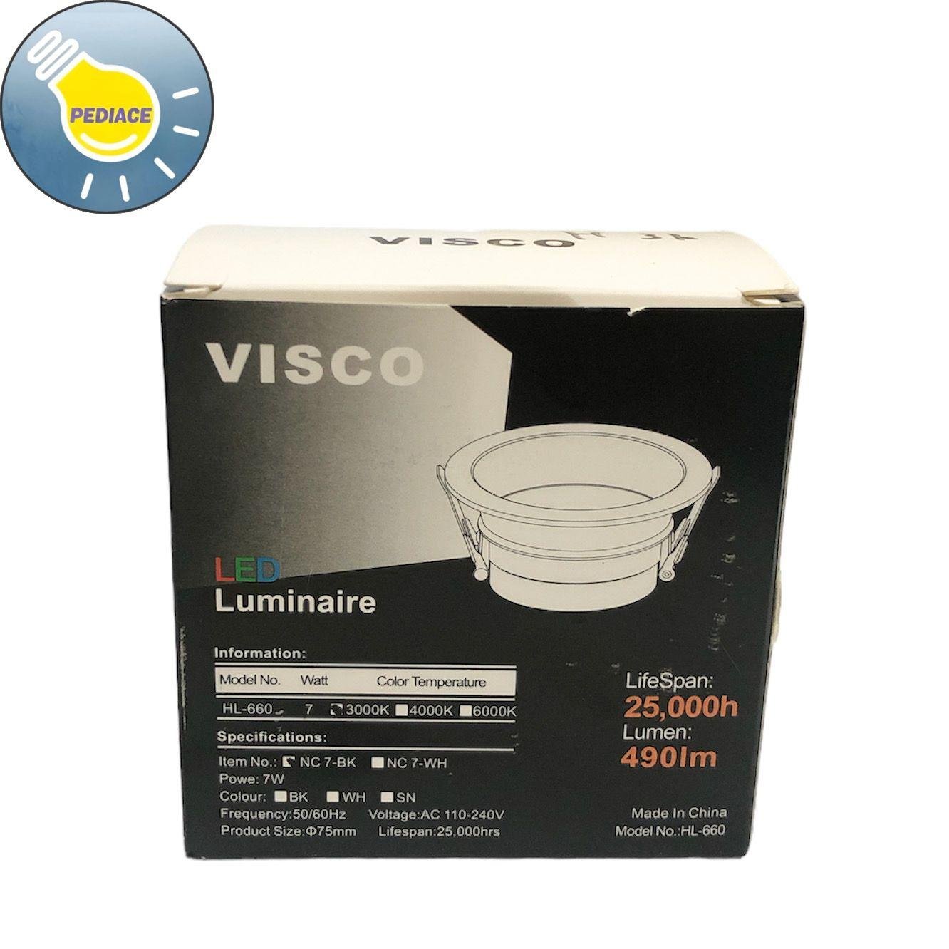 Lampu Downlight Inbow 7 Watt VISCO RoHs Hitam HL-660 Kuning 3000K - Image 4