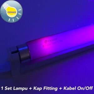 Lampu UV UVA T8 BLB 10W SET KOMPLIT KABEL ON/OFF 36cm Sensor Uang
