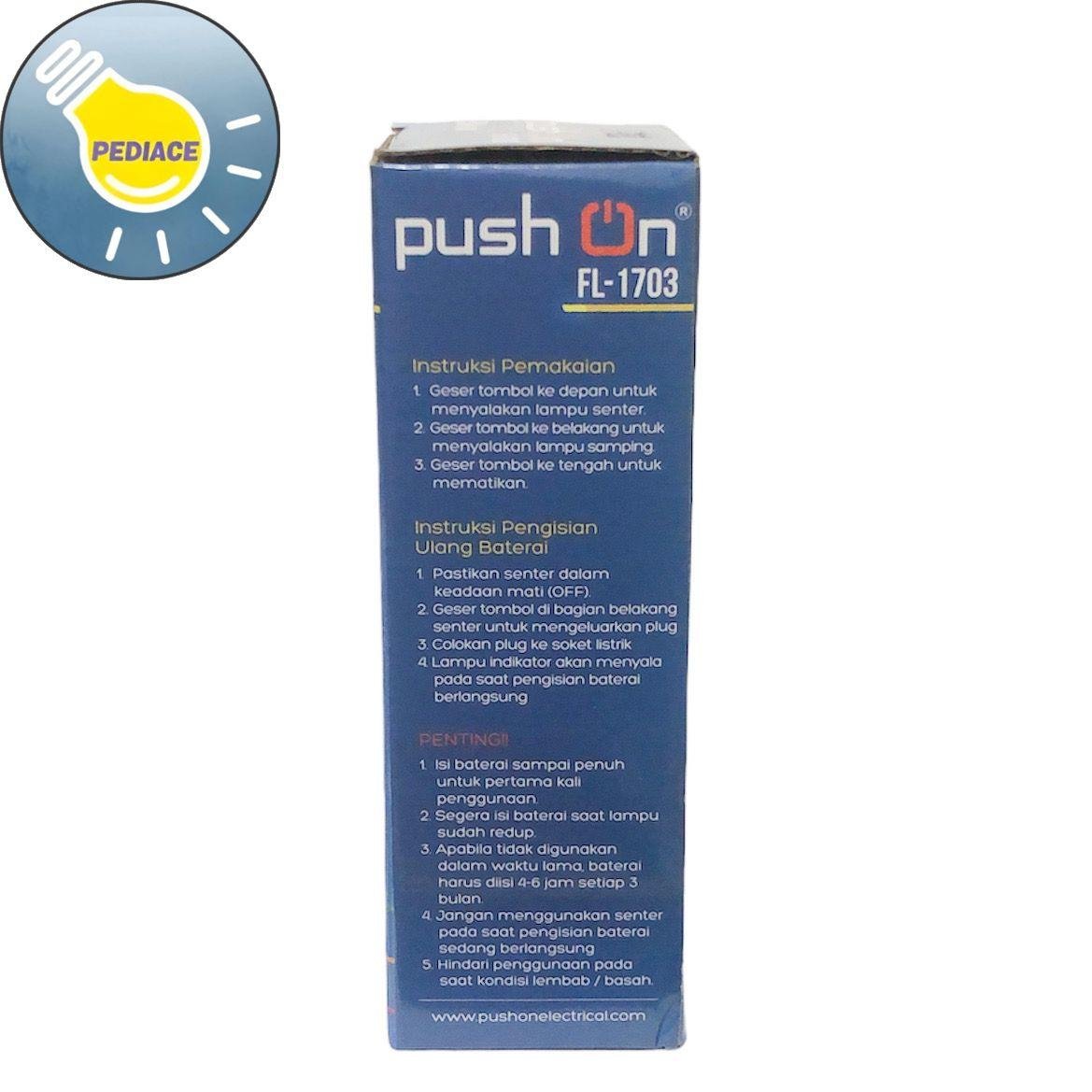 Senter LED 5W + Lampu Emergency 10W PUSH ON FL-1703 Cas Charger - Pink - Image 5