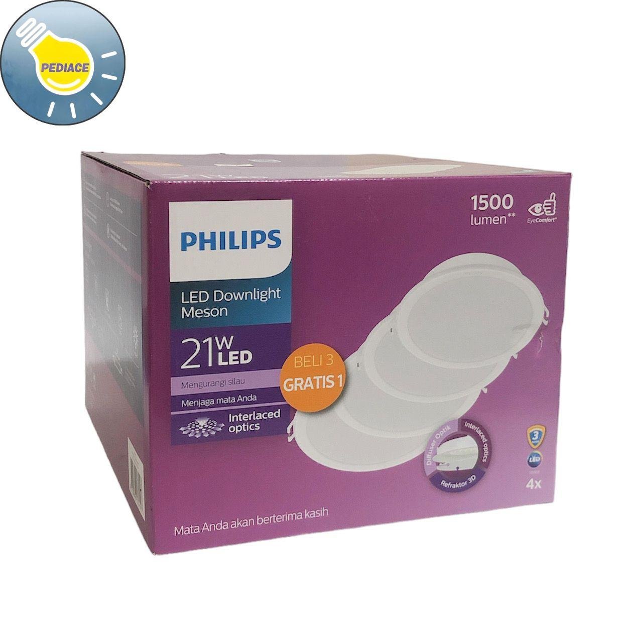 Lampu LED Downlight Meson Panel PHILIPS 21W 6500K Putih 3 Gratis 1