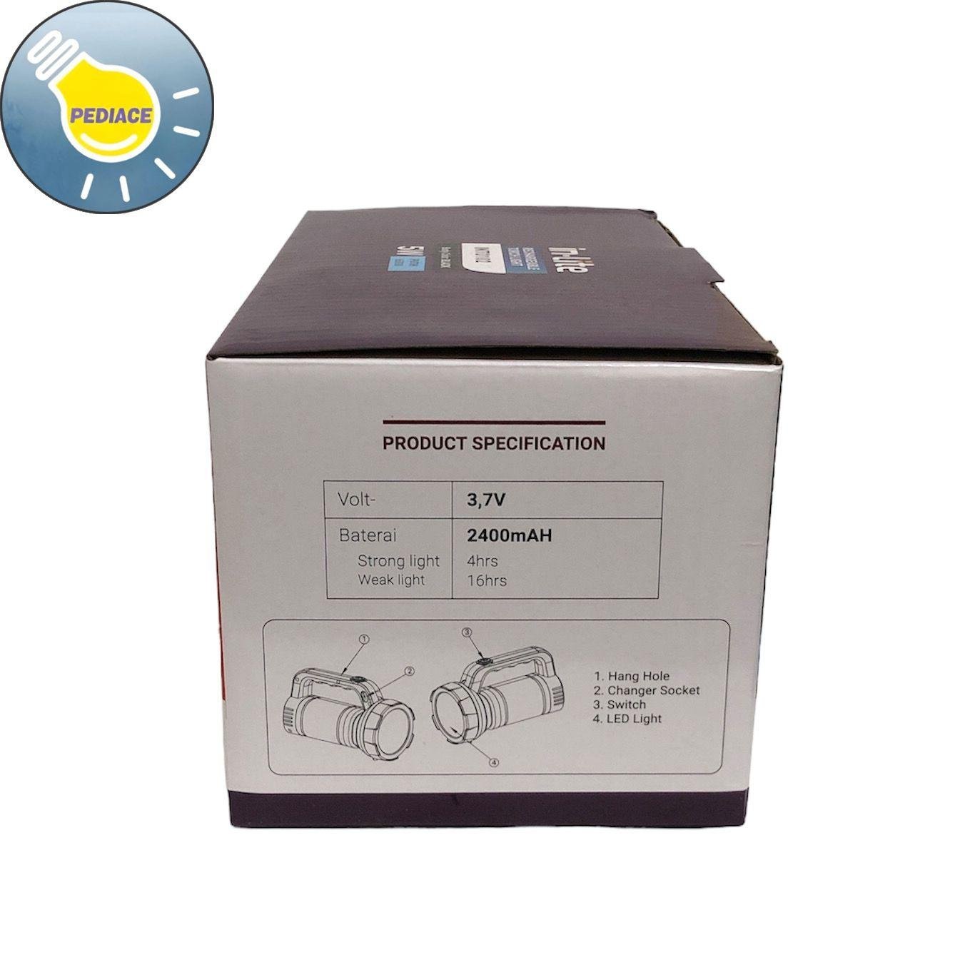 Lampu Senter 5W INLITE Rechargeable Torch Light INTO102 Cool Daylight / Putih 6500K - Image 4