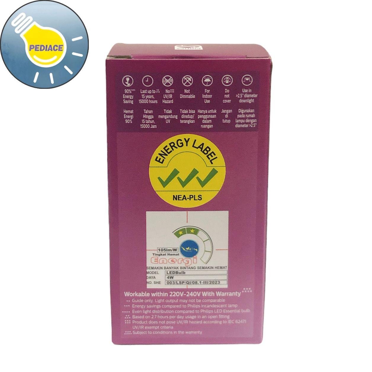 Lampu Bohlam LED 4 Watt E27 PHILIPS MyCare Warm White / Kuning 3000K - Image 4