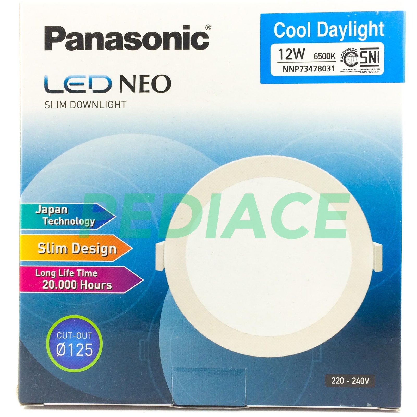 Lampu Downlight Slim Panel LED NEO Panasonic 12W 12WATT 12 WATT 850lm