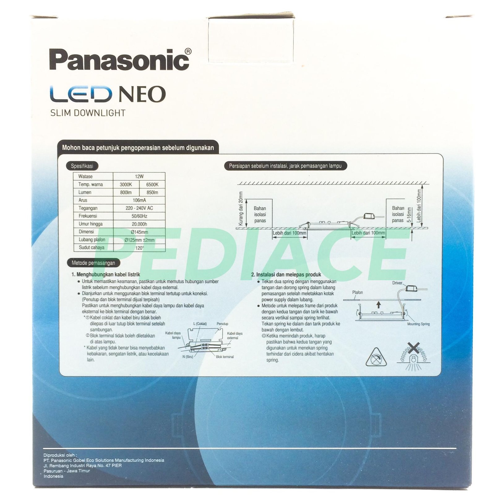 Lampu Downlight Slim Panel LED NEO Panasonic 12W 12WATT 12 WATT 850lm - Image 2