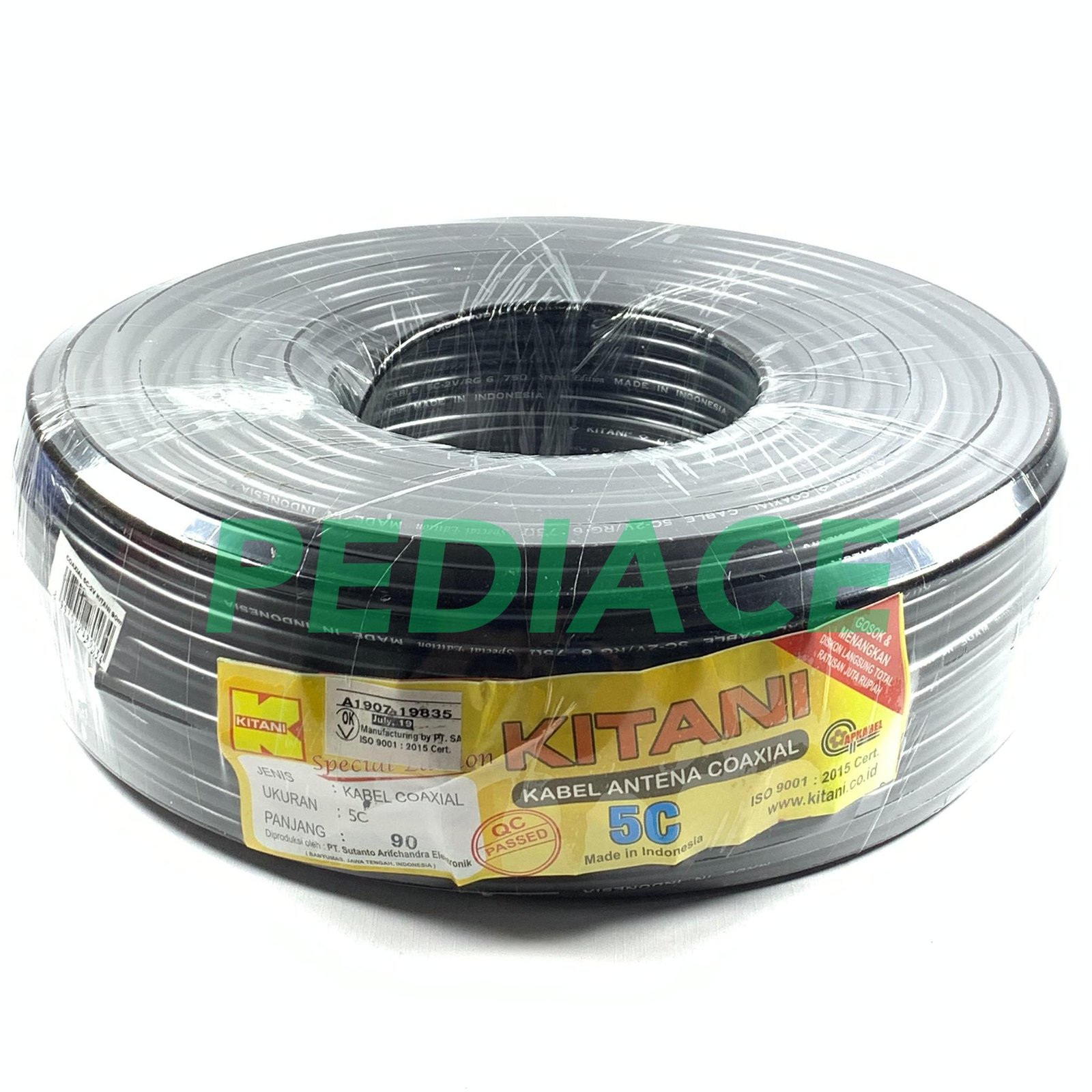 Kabel Antena TV Coaxial KITANI 5C-2V / RG6 75? - 1 Roll 90 Meter SNI