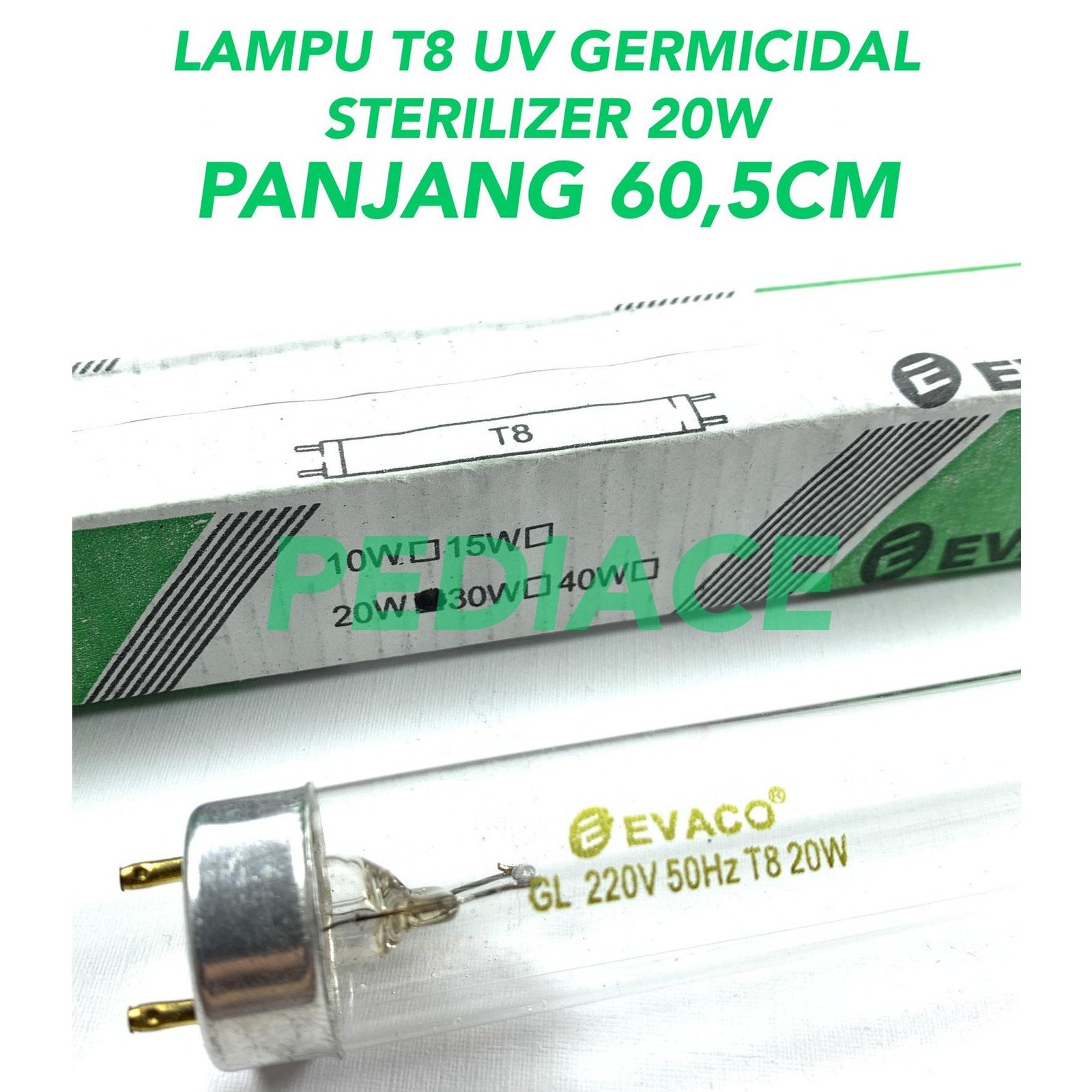 Lampu T8 UV Germicidal Sterilizer 20W Filter Air / Kuman EVACO 60.5cm