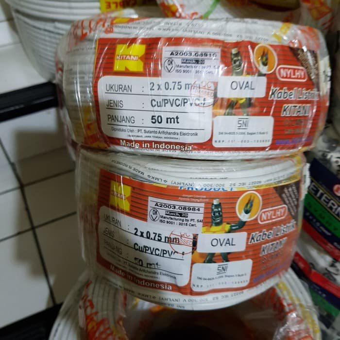 Kabel Listrik Oval Gepeng Flexible 2x0.75 PUTIH KITANI SNI 50Meter - Image 5