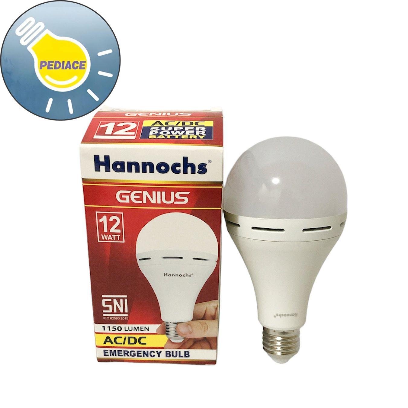 Lampu LED Emergency Hannochs Genius 12W E27 Cahaya Putih SNI