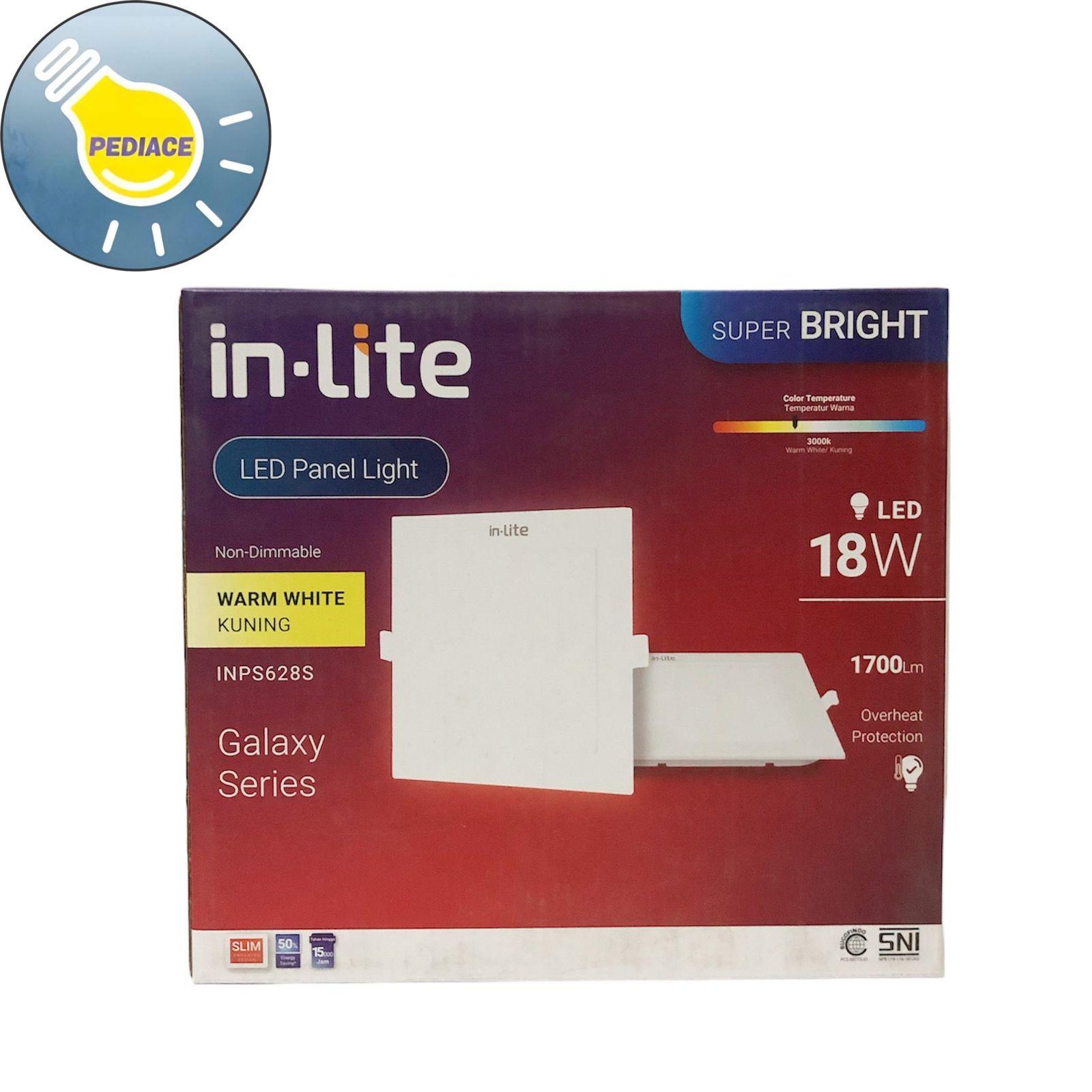 Lampu LED Panel Light Kotak 18W Inlite Inbow SNI - WARM WHITE 3000K