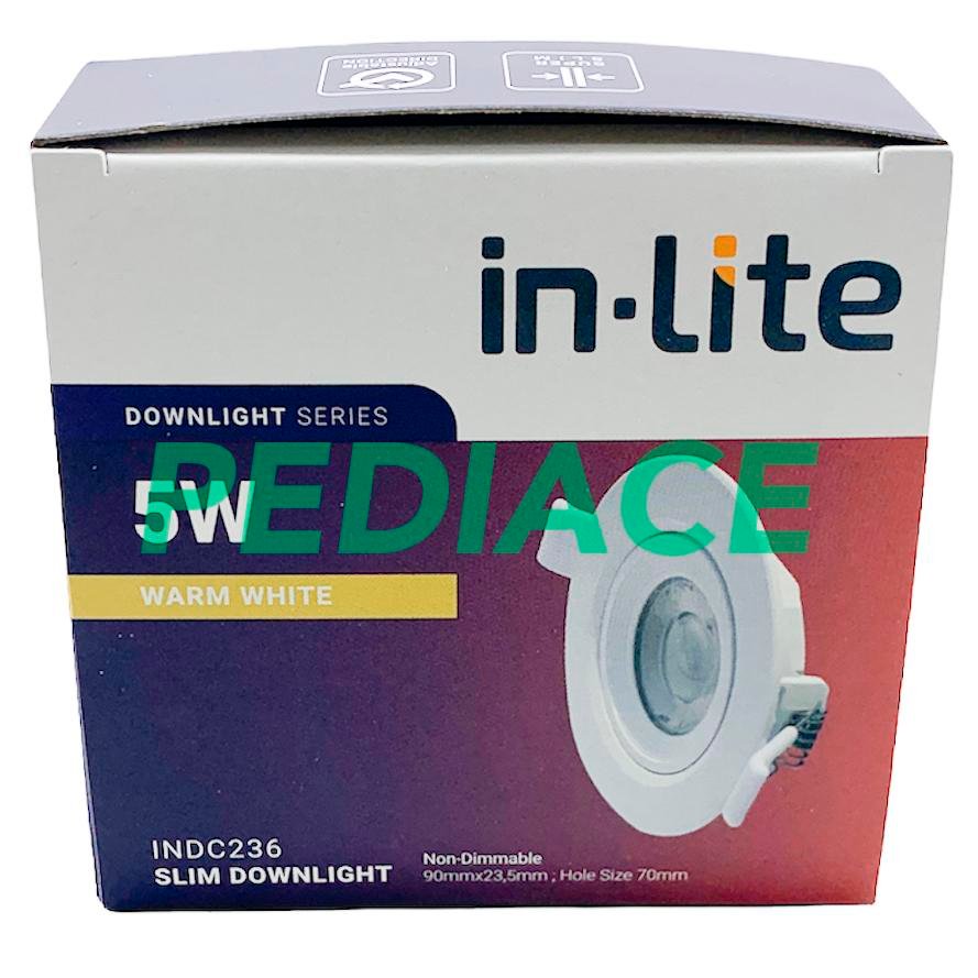 Lampu LED Slim Downlight Sorot Inbow IN-LITE 5 Watt - 3000K Warm White