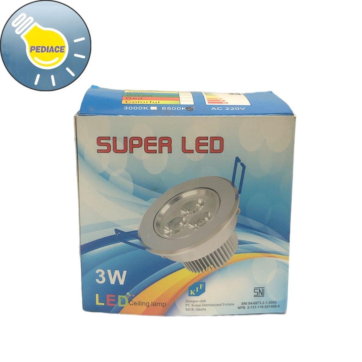 Lampu Downlight LED 3W 3 Mata SUPERLED Inbow Body Silver - 6500K Putih - Image 4