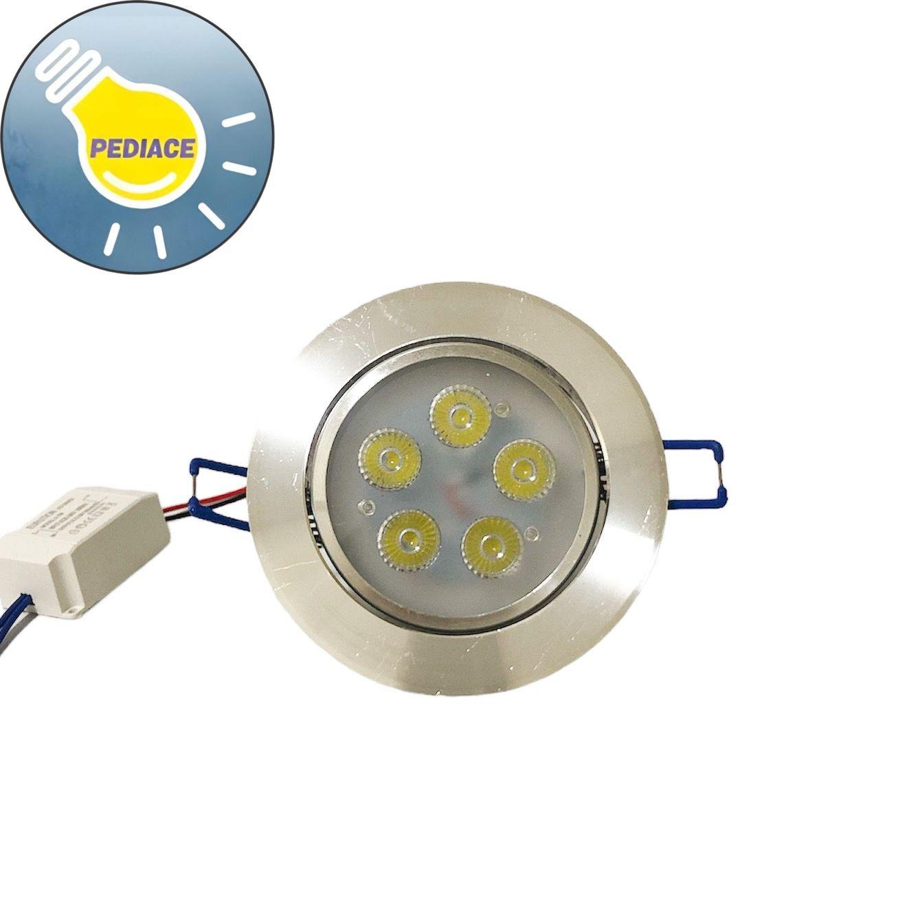 Lampu LED Downlight Inbow 5 Watt 5 Mata Body Silver Cahaya Putih 6400K