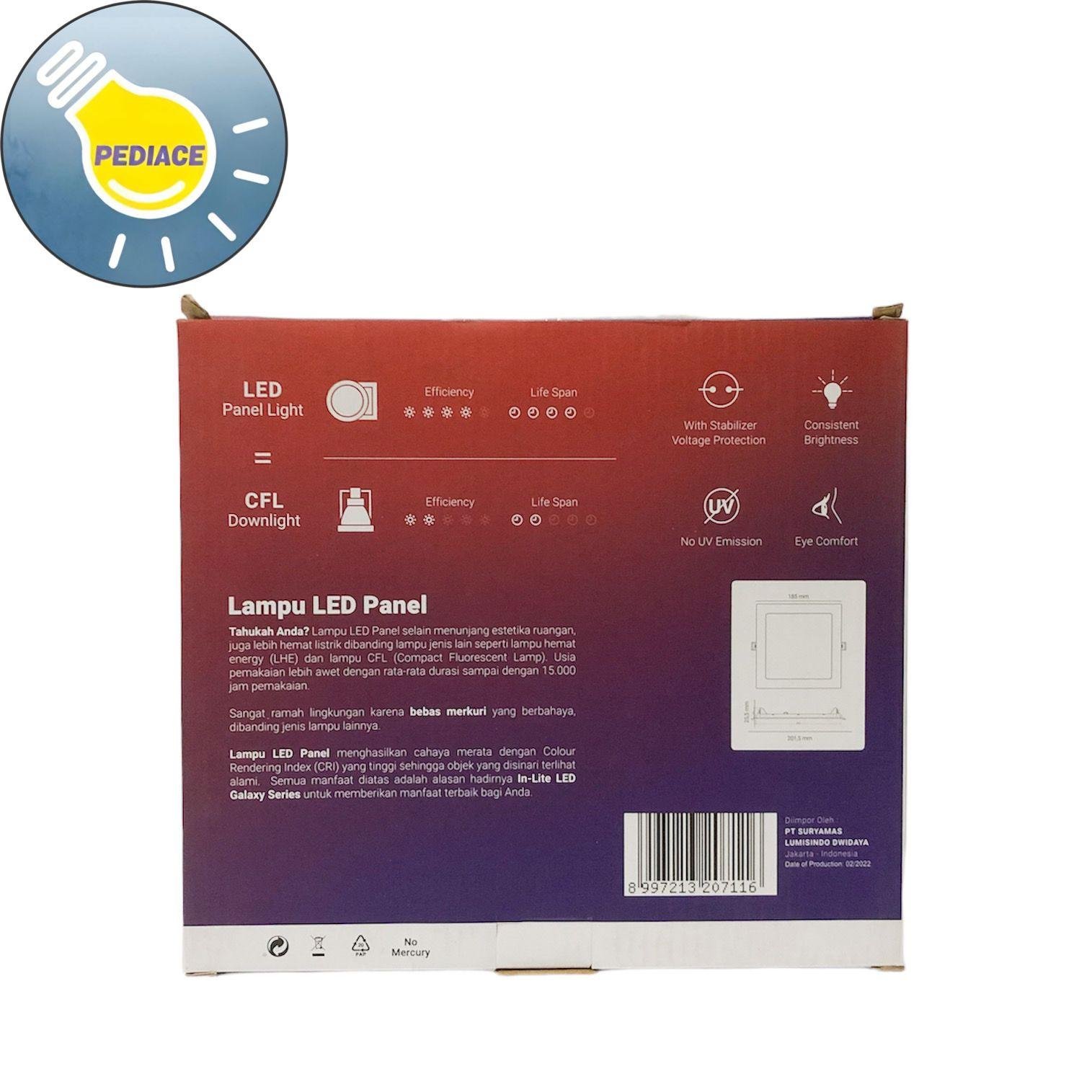 Lampu LED Panel Light Kotak 18W Inlite Inbow SNI - COOL WHITE 4000K - Image 4