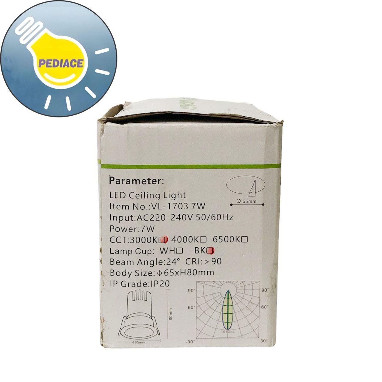 Lampu Downlight LED VACOLUX VL-1703 7W Ceiling Light Warm White 3000K - Image 4