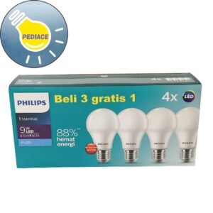 Lampu Bohlam LED PHILIPS 9 Watt E27 950lm Putih / 6500K 3 Gratis 1 SNI