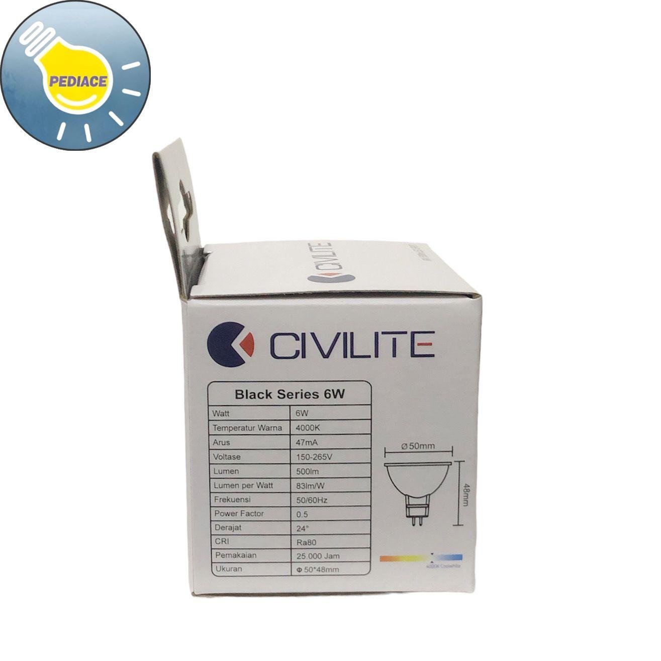 Lampu LED 6W Spotlight MR16 CIVILITE Black Series Cahaya Natural 4000K - Image 5