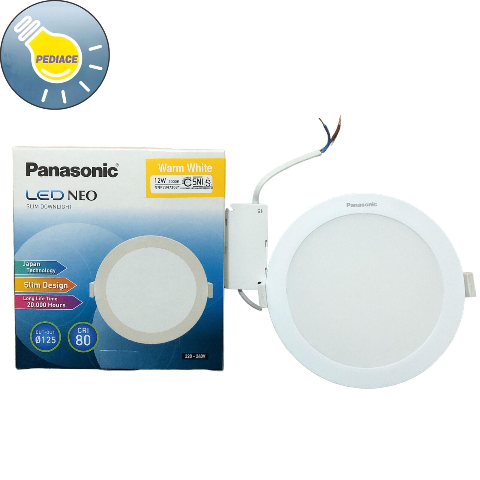 Lampu Downlight Slim Panel LED NEO Panasonic 12W 900lm Warmwhite 3000K