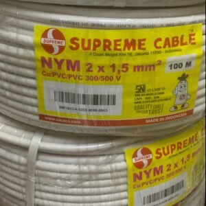 Kabel SUPREME NYM Putih 2x1,5 mm Kawat Tembaga SNI Roll ( 100meter )