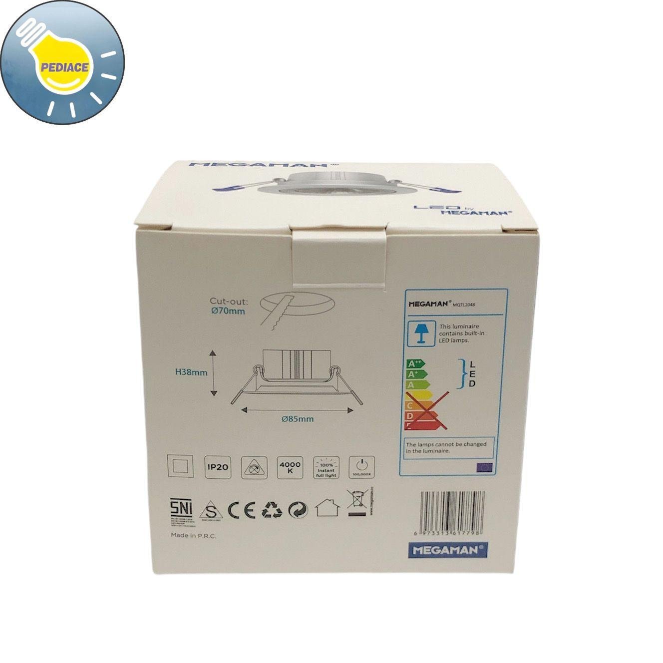 Spotlight Downlight LED MEGAMAN 5watt 4000K Natural White 220V 2.5inch - Image 5