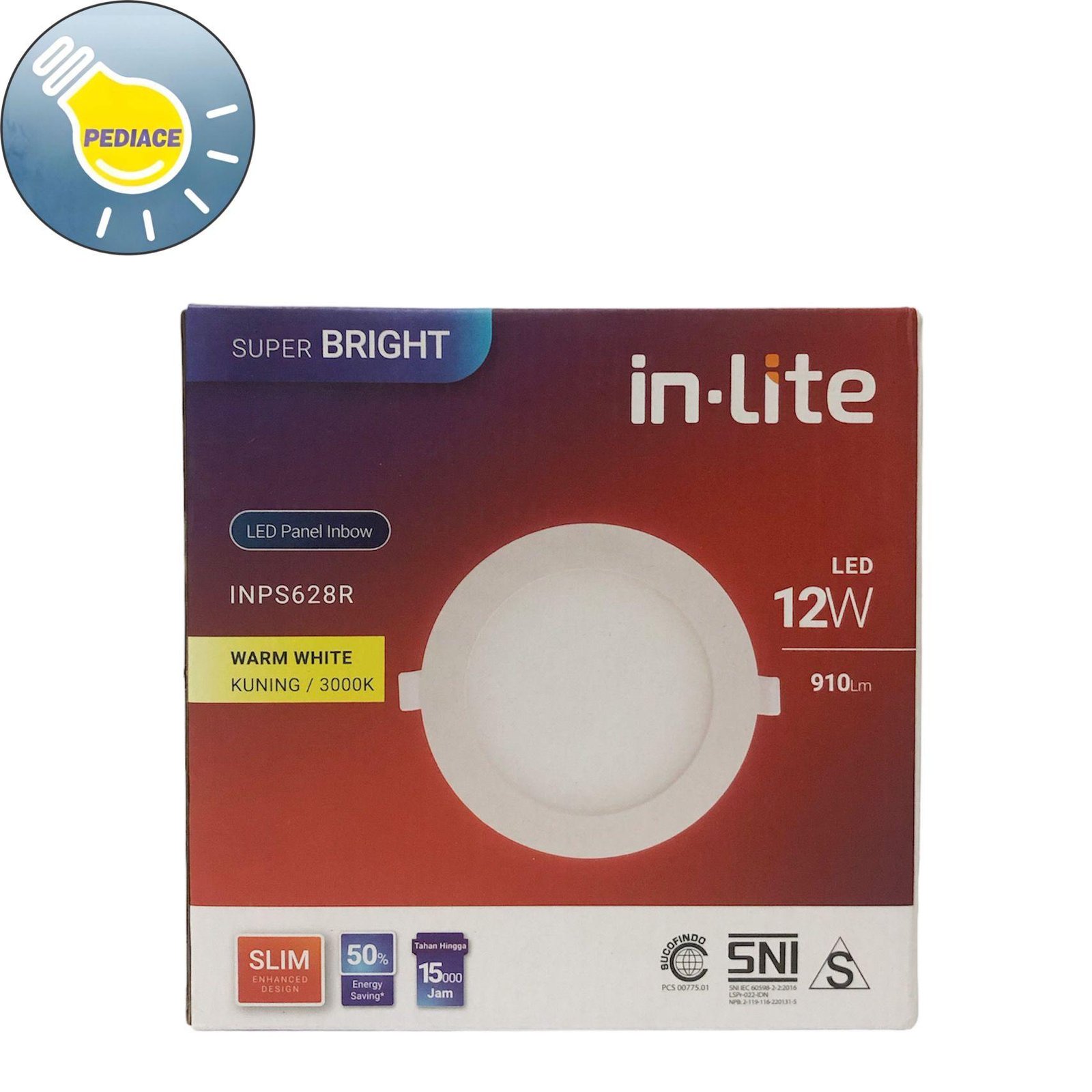 Lampu LED Panel Light Bulat 12W Inlite Inbow SNI - WARM WHITE 3000K