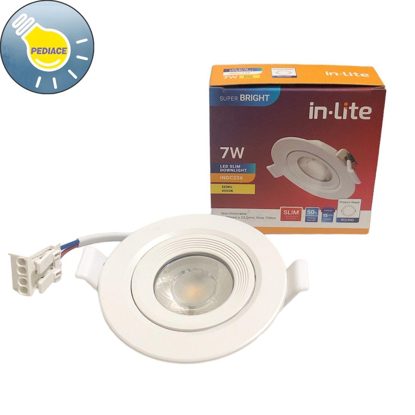 Lampu Slim Downlight 7 WATT Inbow INLITE INDC236 - Semu 4000K