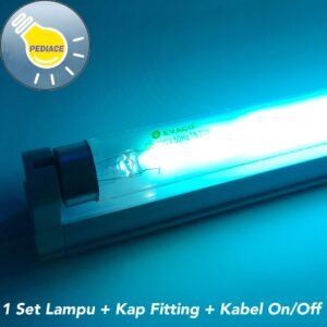 Lampu T8 UV Germicidal 20W Filter Air/Kuman EVACO SET KAP KABEL ON/OFF