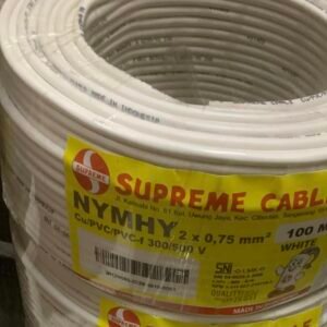 Kabel Listrik Supreme 2x0.75mm Serabut NYMHY Putih 1 Roll 100 Meter