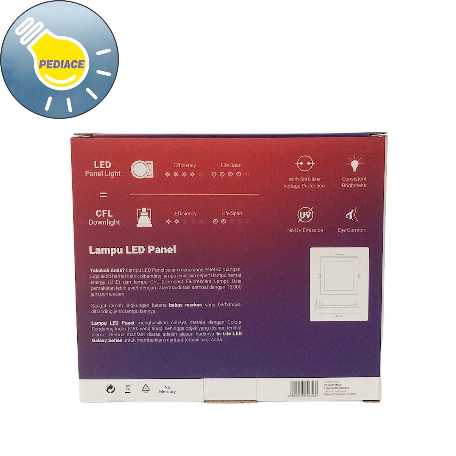 Lampu LED Panel Light Kotak 9Watt Inlite Inbow SNI COOL DAYLIGHT 6500K - Image 4