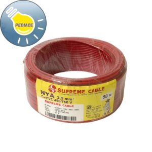 Kabel Tunggal Kawat NYA 2.5mm SUPREME Warna Merah 1 Roll 50M