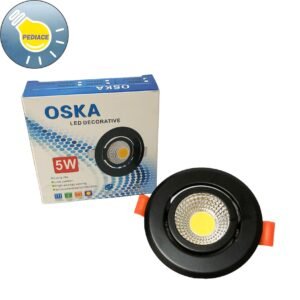 Lampu Downlight 5W OSKA LED COB Body Hitam Spotlight - Kuning 3000K