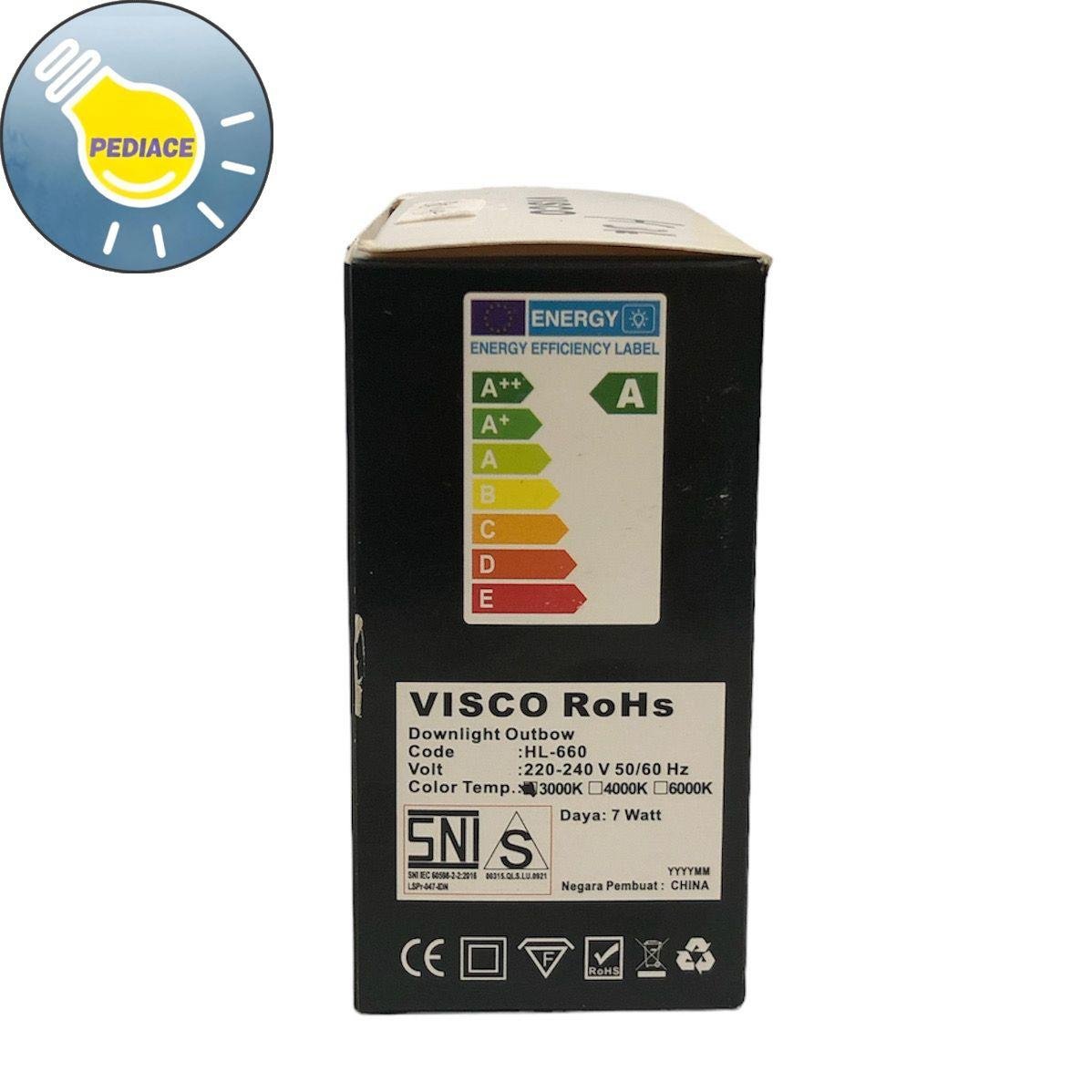Lampu Downlight Inbow 7 Watt VISCO RoHs Hitam HL-660 Kuning 3000K - Image 5