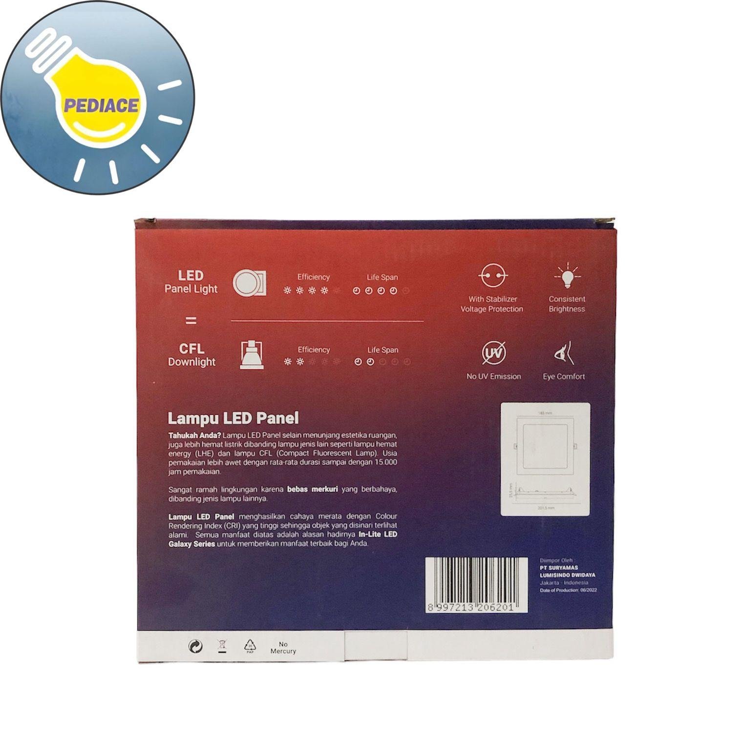 Lampu LED Panel Light Kotak 18W Inlite Inbow SNI - COOL DAYLIGHT 6500K - Image 4