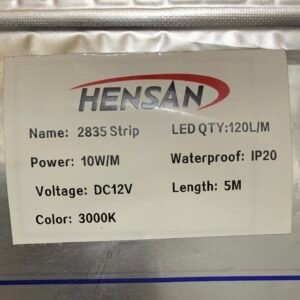 LED Strip DC 12V HENSAN 5M 2835 600 LED 3000K WARMWHITE / KUNING IP20