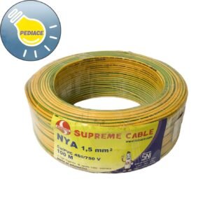 Kabel Tunggal Kawat NYA 1.5mm SUPREME Warna Kuning Hijau 1 Roll 100M