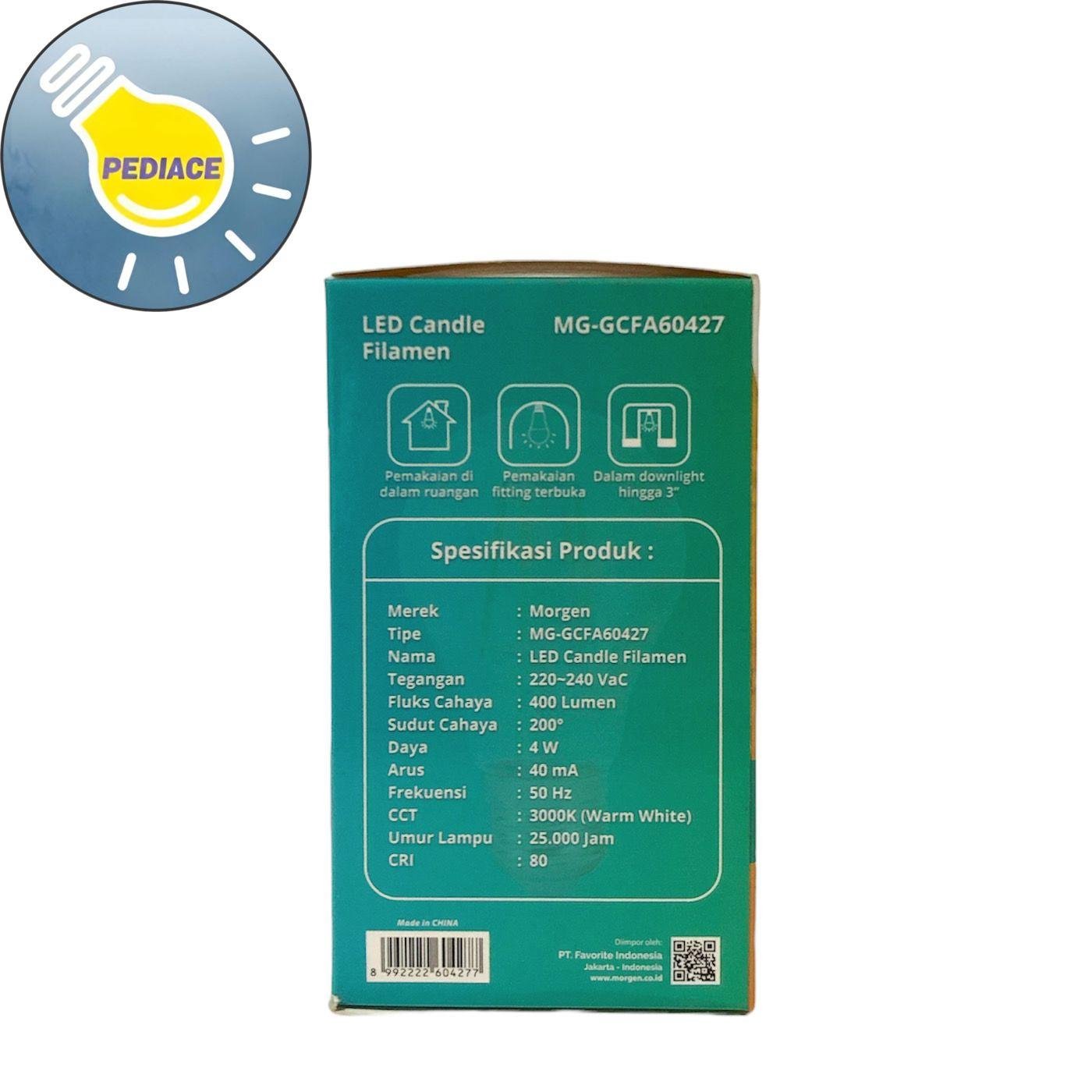 Lampu LED 4 Watt E27 Candle Filamen MORGEN 4W 3000K Warm White - Image 3