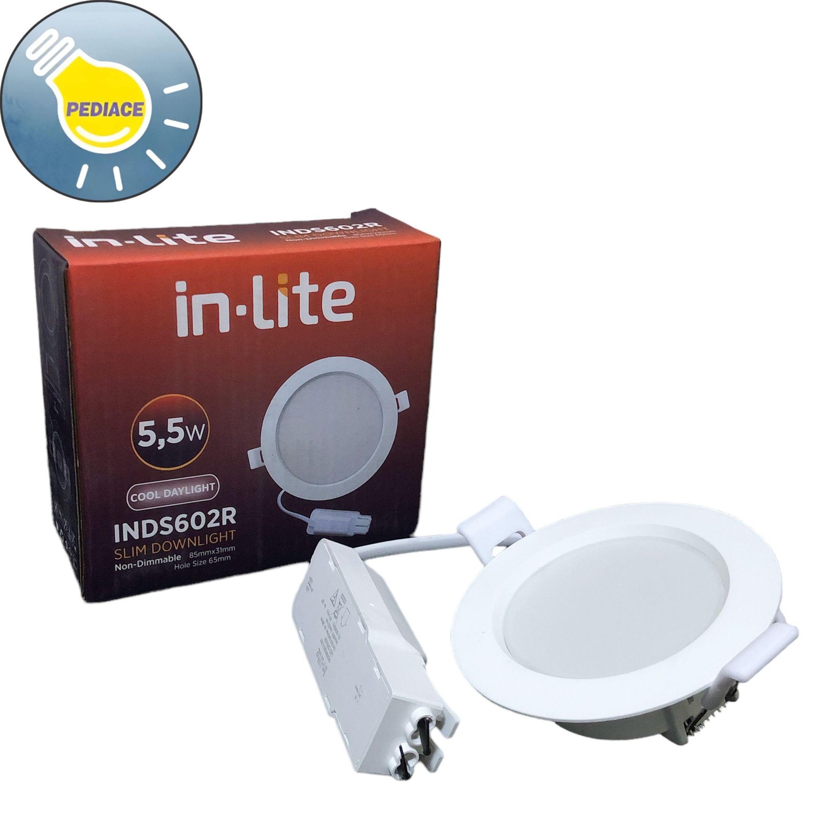 Lampu Downlight 5.5W INLITE INDS602R Inbow Slim Downlight Putih 6500K