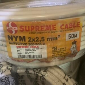 Kabel LISTRIK SUPREME NYM Putih 2x2.5mm Kawat Tembaga SNI 1 Roll 50M