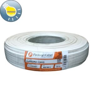 Kabel Listrik Serabut 2x0.5 MM? Federal Cu/PVC/PVC-f (NYZ) 100M Putih