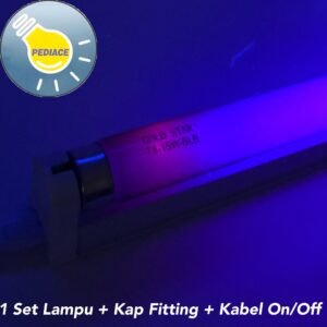 Lampu UV UVA T8 BLB 15W SET KOMPLIT KABEL ON/OFF 46cm Sensor Uang