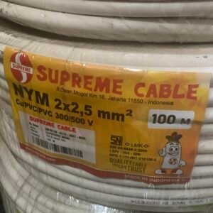 Kabel LISTRIK SUPREME NYM Putih 2x2.5mm Kawat Tembaga SNI 1 Roll 100M