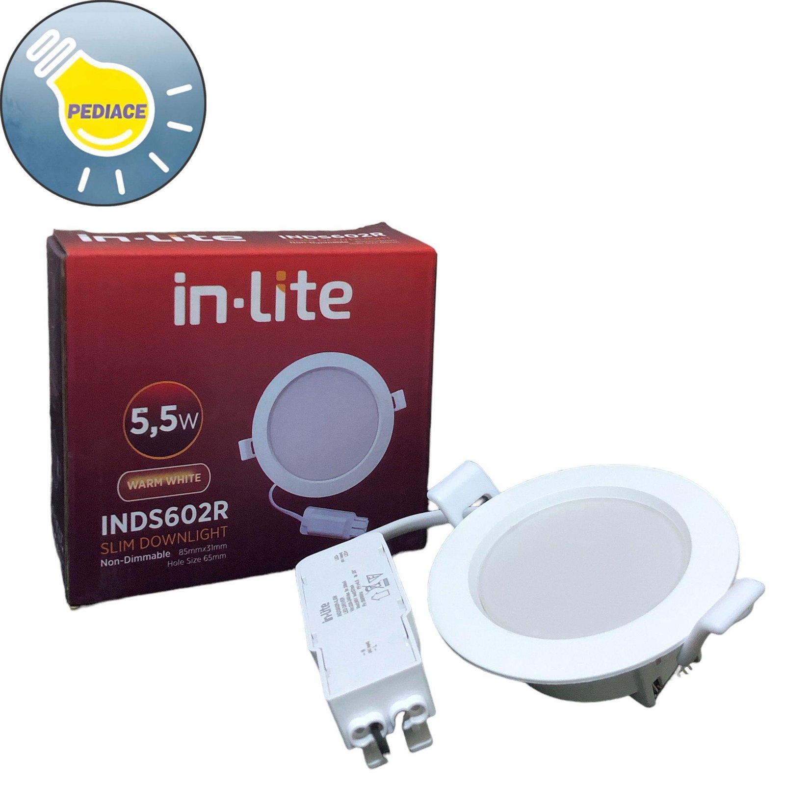 Lampu Downlight 5.5W INLITE INDS602R Inbow Slim Downlight Kuning 3000K