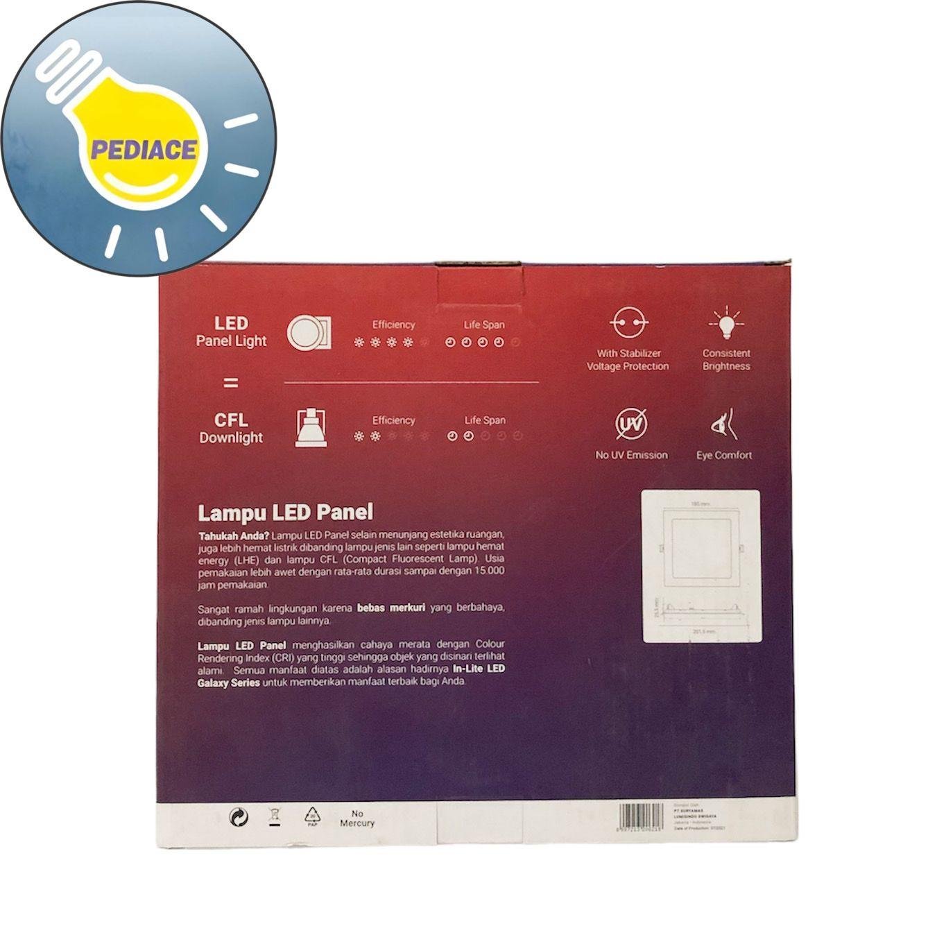 Lampu LED Panel Light Kotak 18W Inlite Inbow SNI - WARM WHITE 3000K - Image 4