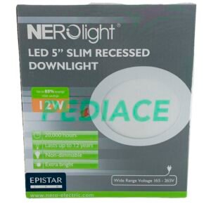 Lampu LED Downlight 5" Slim Recessed NEROLIGHT 12 Watt 4000K Coolwhite