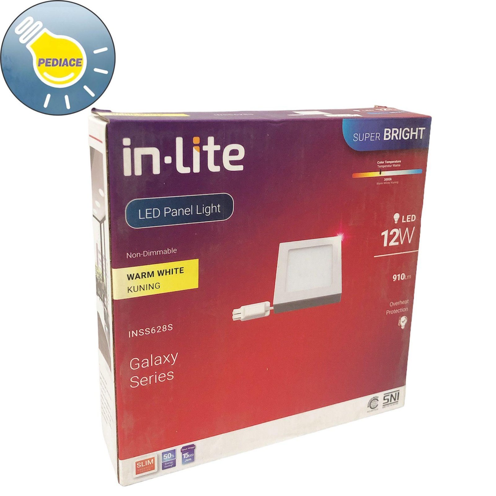 Lampu LED Panel Light Kotak 12W Inlite Outbow SNI - WARM WHITE 3000K