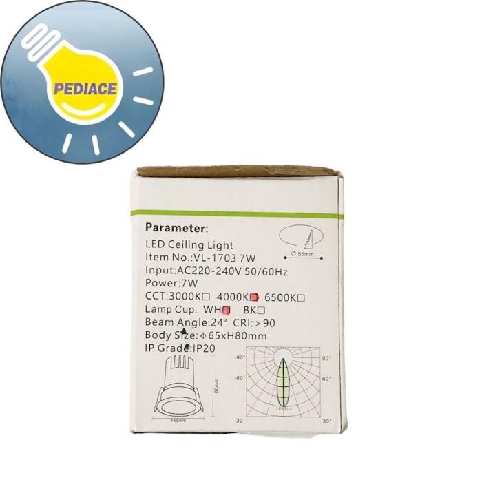 Lampu Downlight LED VACOLUX VL-1703 7W Ceiling Light WarmWhite 3000K - Image 4